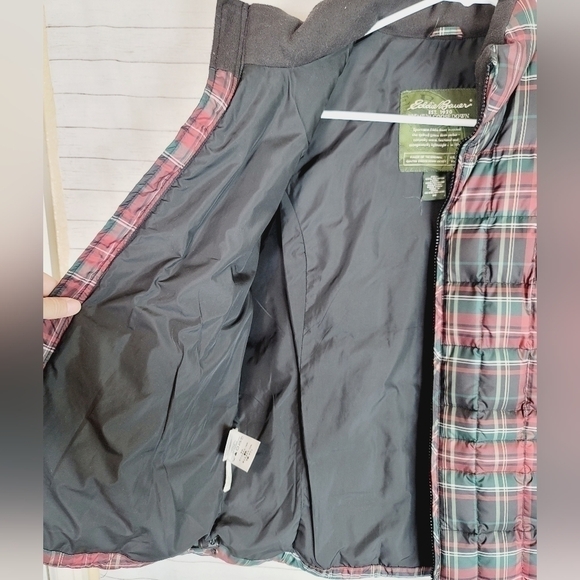 Eddie Bauer Tartan Plaid Premium Goose Down Puffer Vest, sz Medium - Picture 5 of 12